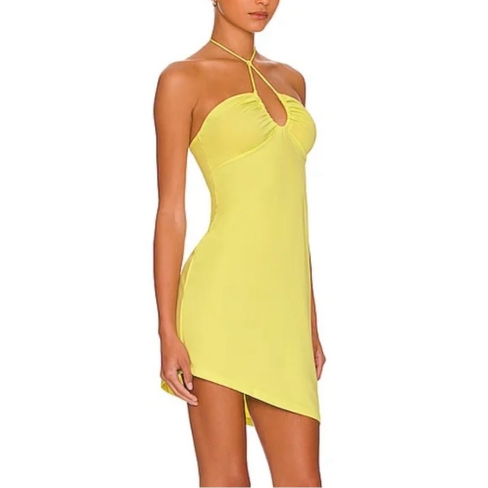 L'Academie Green Ruched Halter Sundress